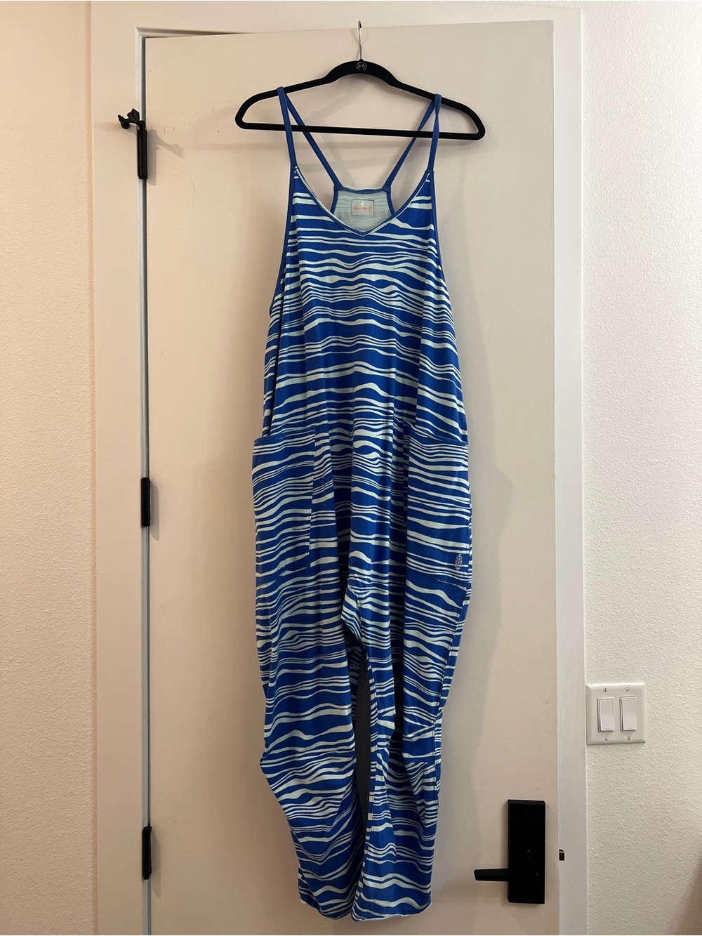 FP Movement by Free People Blue Striped Jumpsuit Romper